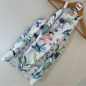 Shilla Tropical Floral Blue White Dressy Tank Top Blouse Women's XS loose clasp